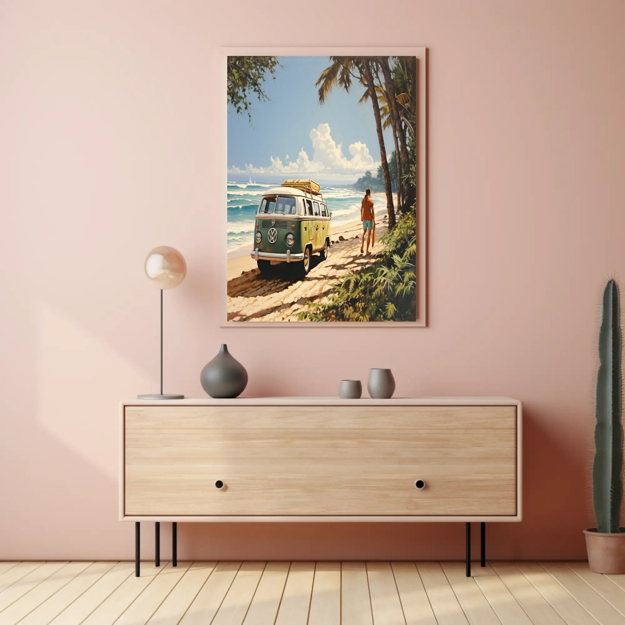 Tropical Surf Adventure on a Vibrant Travel Poster PosterGoat