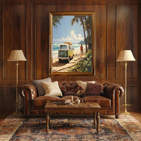 Tropical Surf Adventure on a Vibrant Travel Poster PosterGoat