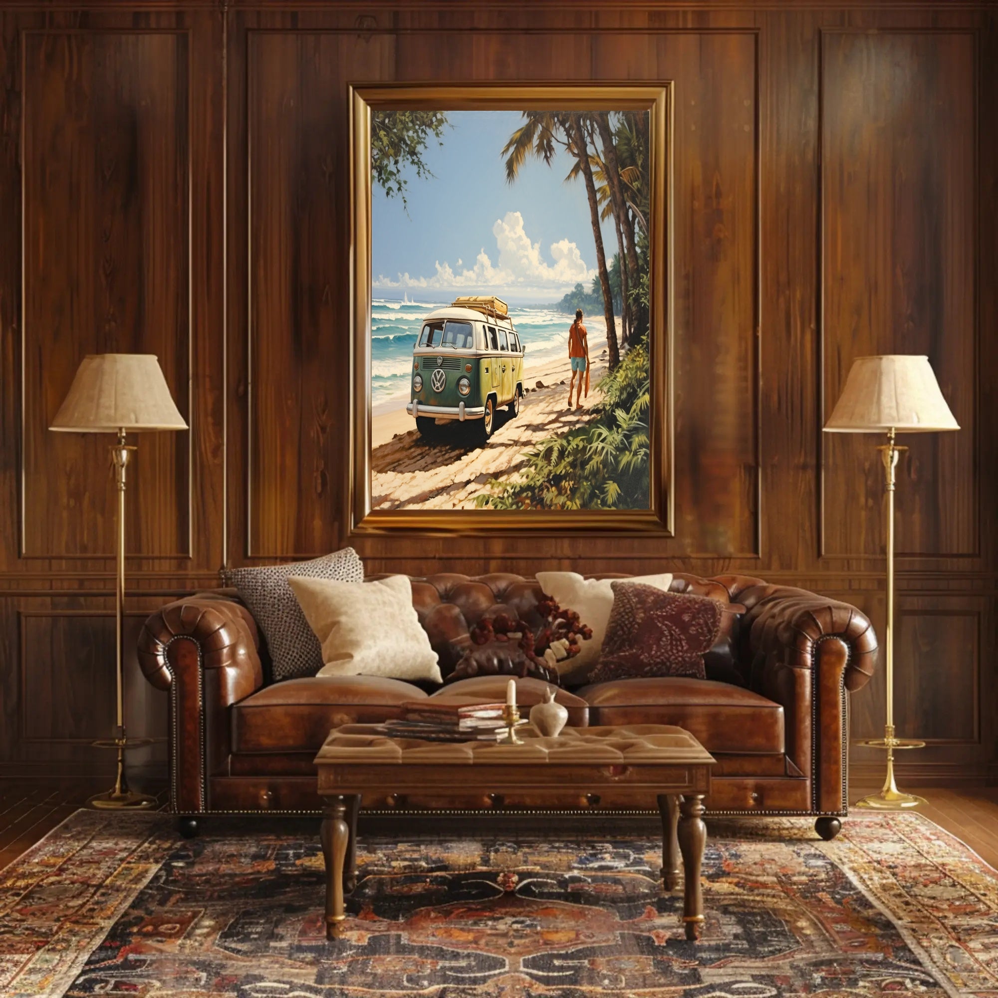 Tropical Surf Adventure on a Vibrant Travel Poster PosterGoat