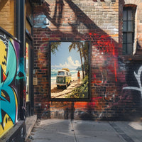 Tropical Surf Adventure on a Vibrant Travel Poster PosterGoat