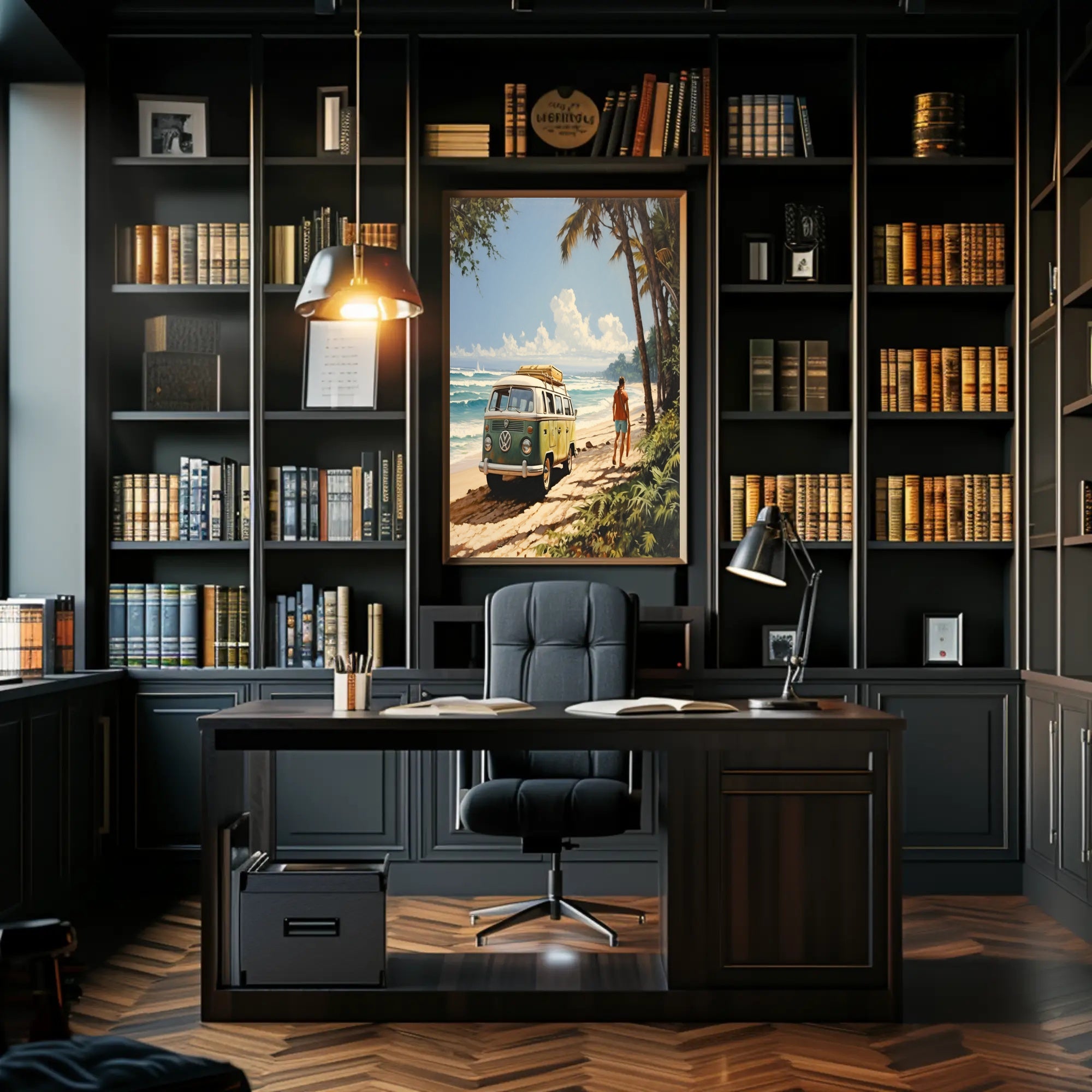 Tropical Surf Adventure on a Vibrant Travel Poster PosterGoat