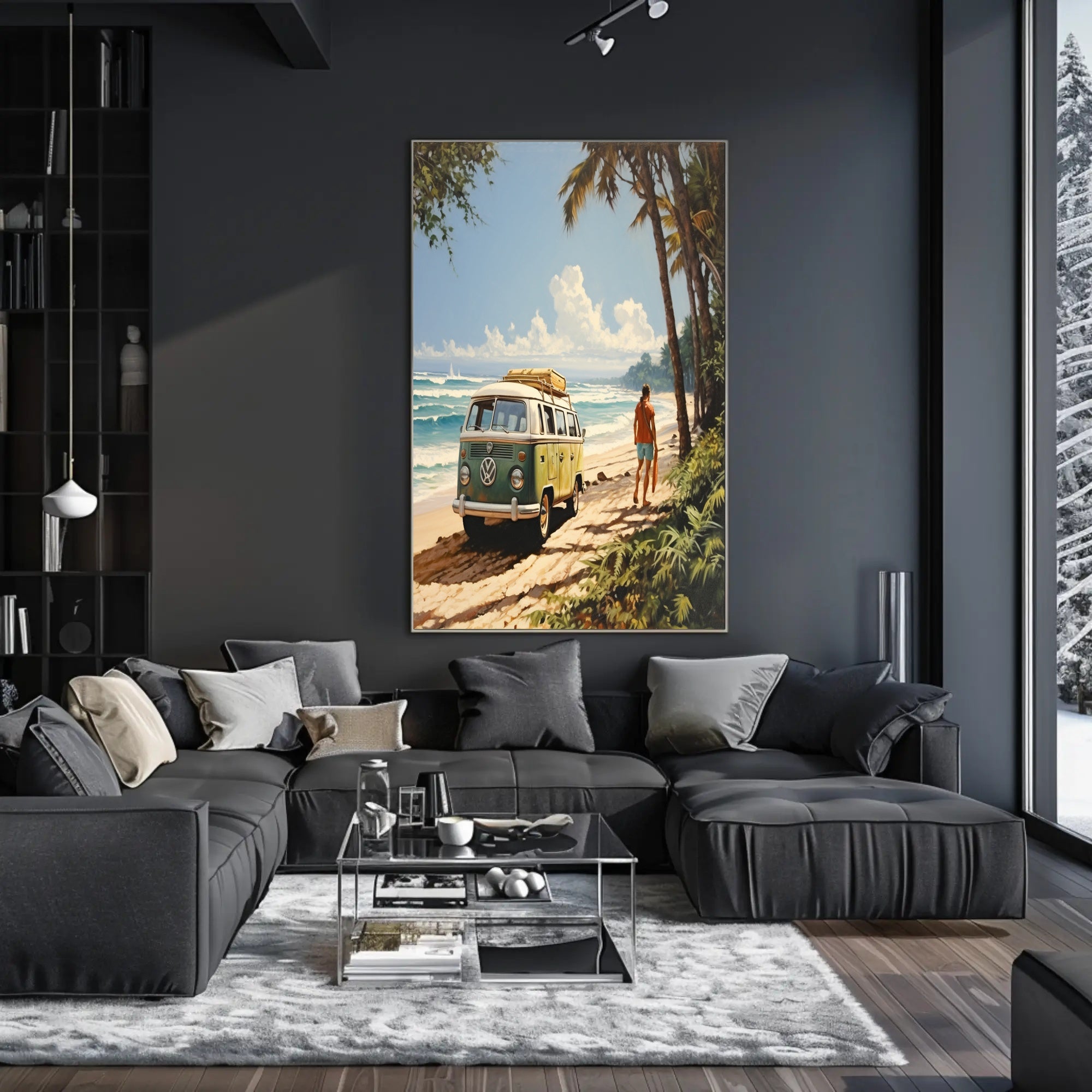 Tropical Surf Adventure on a Vibrant Travel Poster PosterGoat