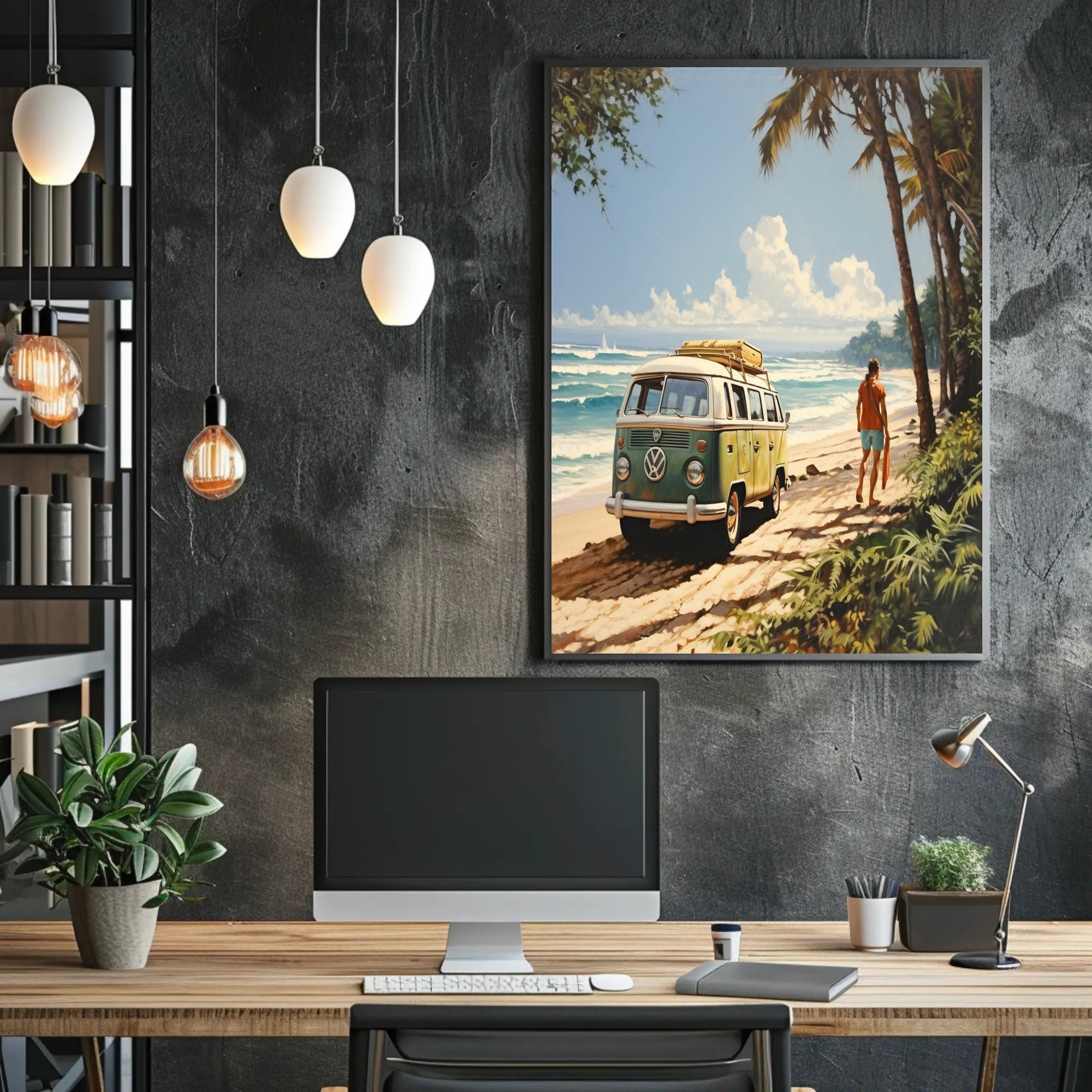 Tropical Surf Adventure on a Vibrant Travel Poster PosterGoat