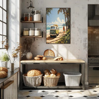 Tropical Surf Adventure on a Vibrant Travel Poster PosterGoat