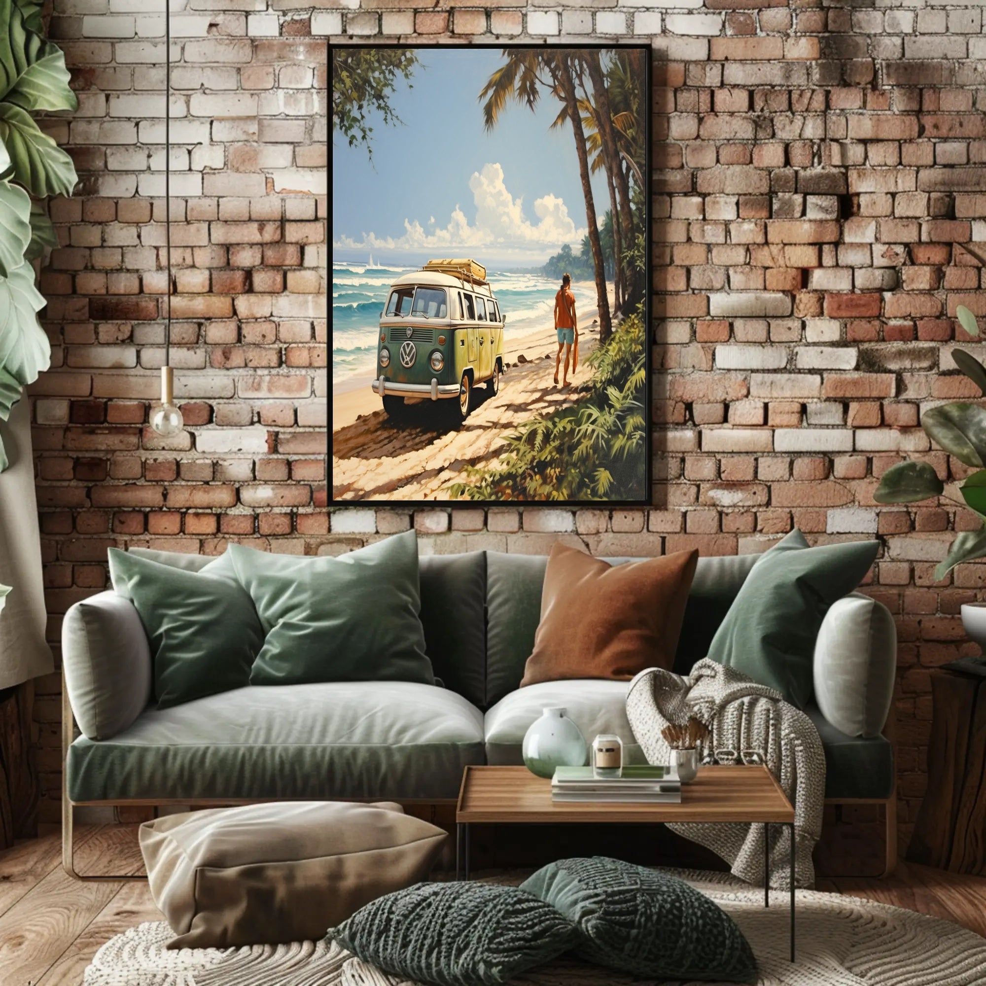 Tropical Surf Adventure on a Vibrant Travel Poster PosterGoat