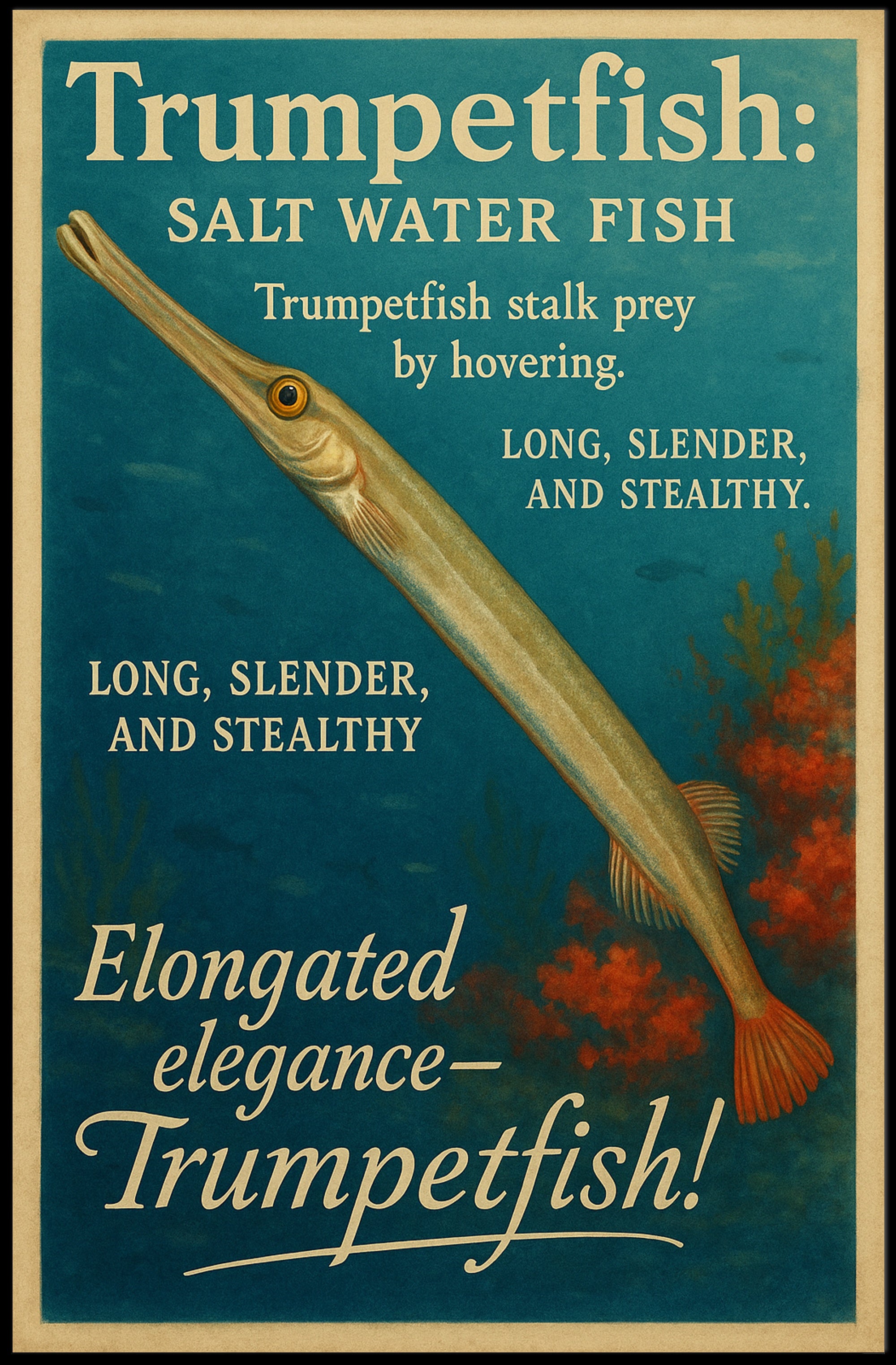 Trumpetfish The Stealthy Saltwater Poster PosterGoat