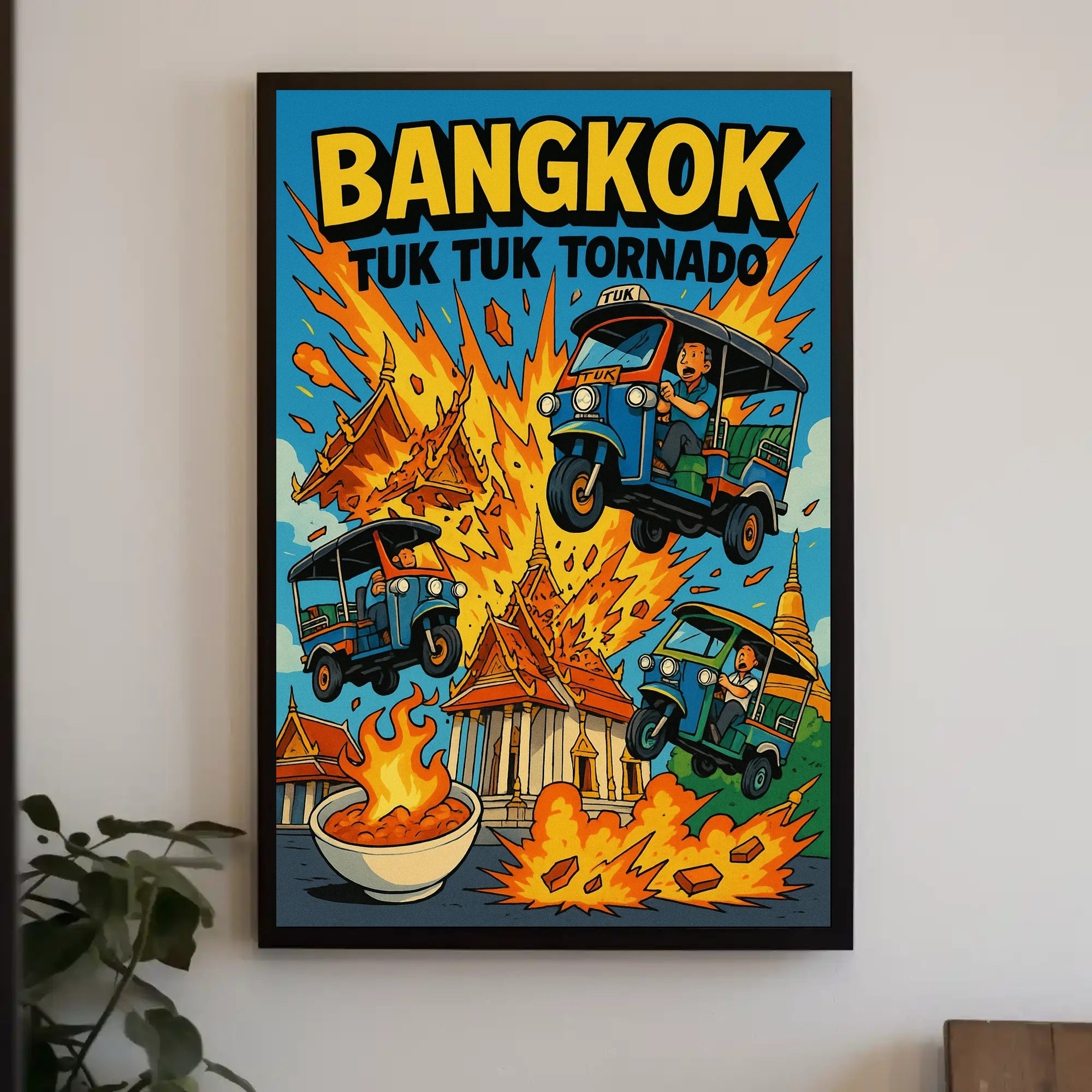 Tuk Tuk Tornado Adventure in Bangkok Urban or Cityscape Poster PosterGoat