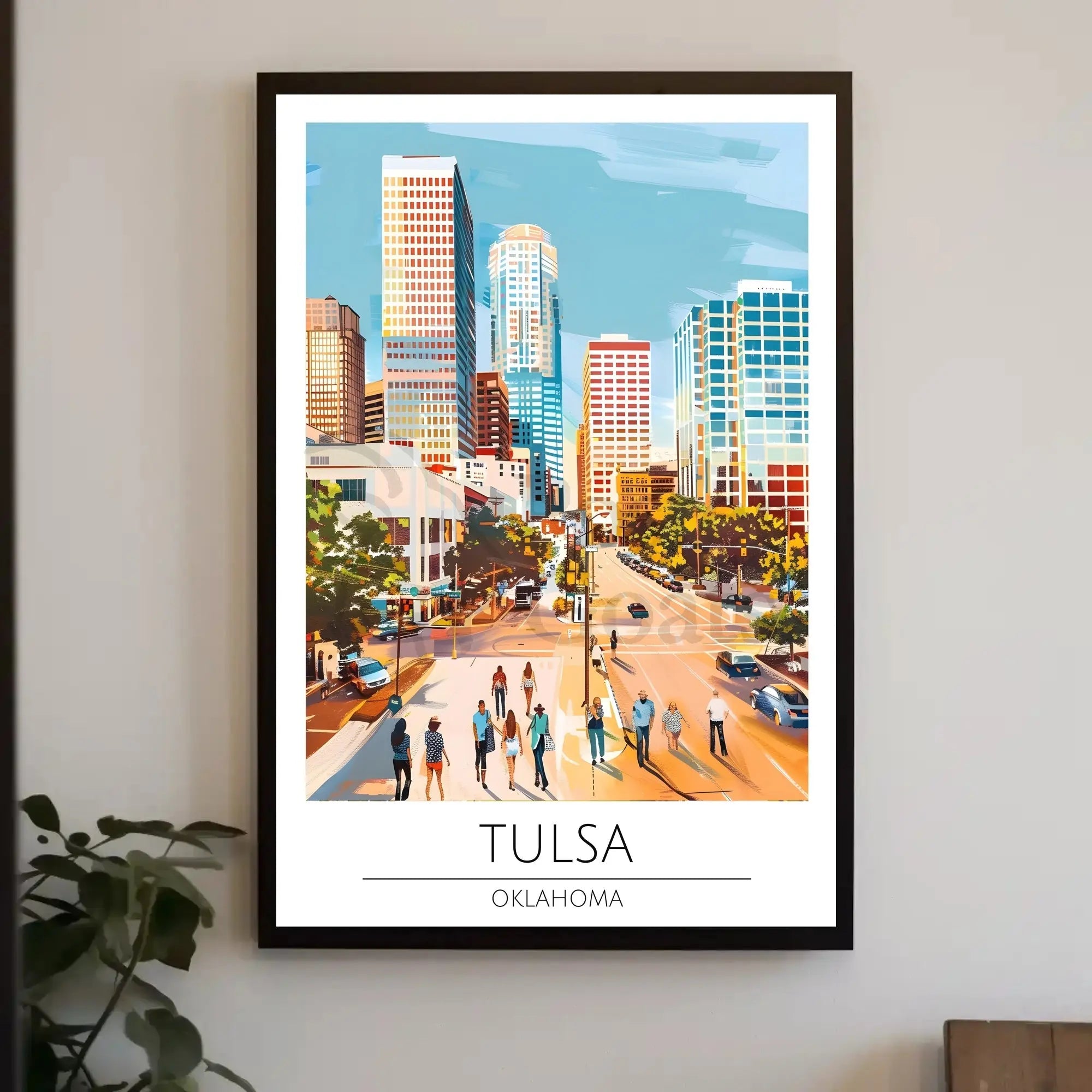 Tulsa Cityscape Vibrant Modern Travel Poster PosterGoat