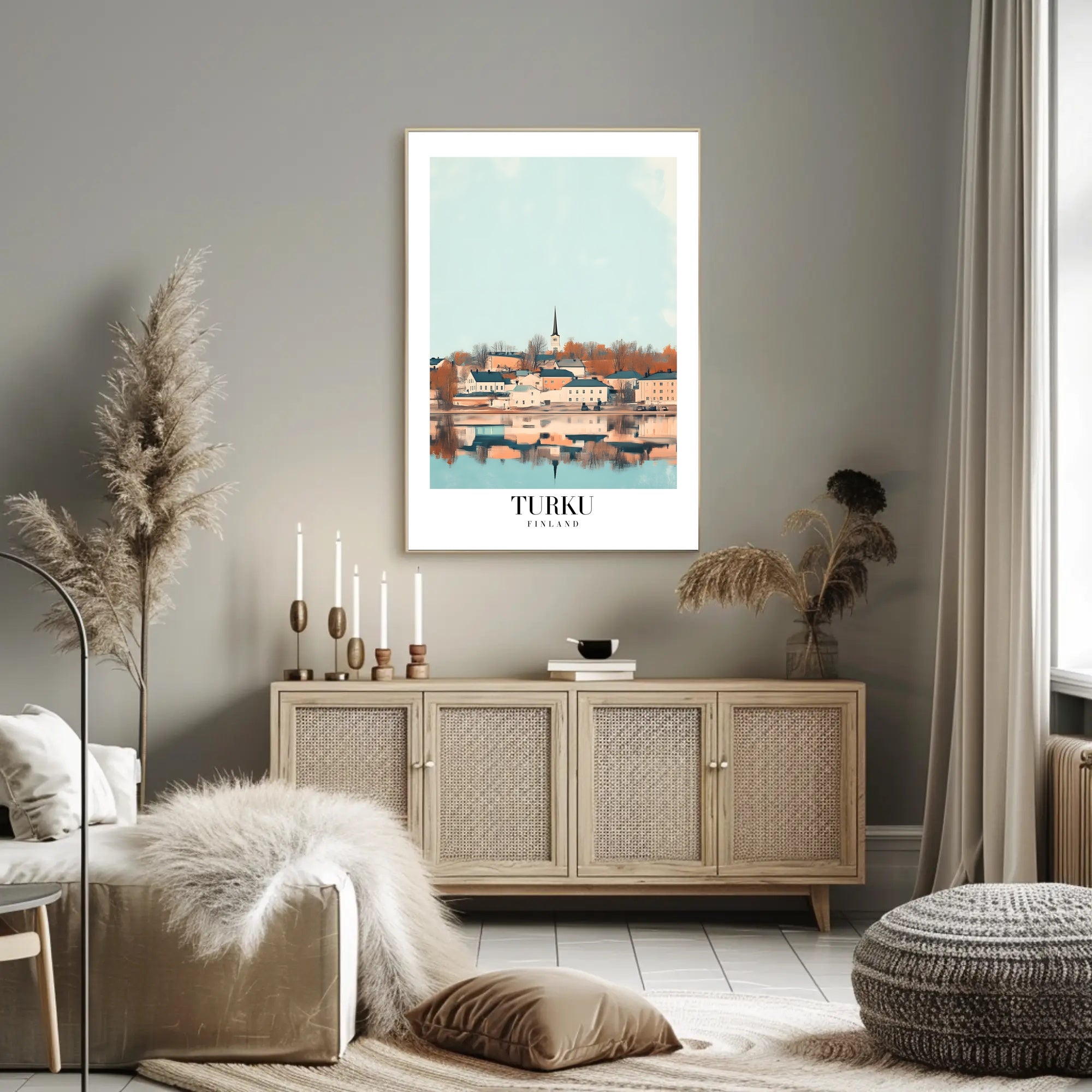 Turku Waterfront View Illustrated Travel Poster PosterGoat