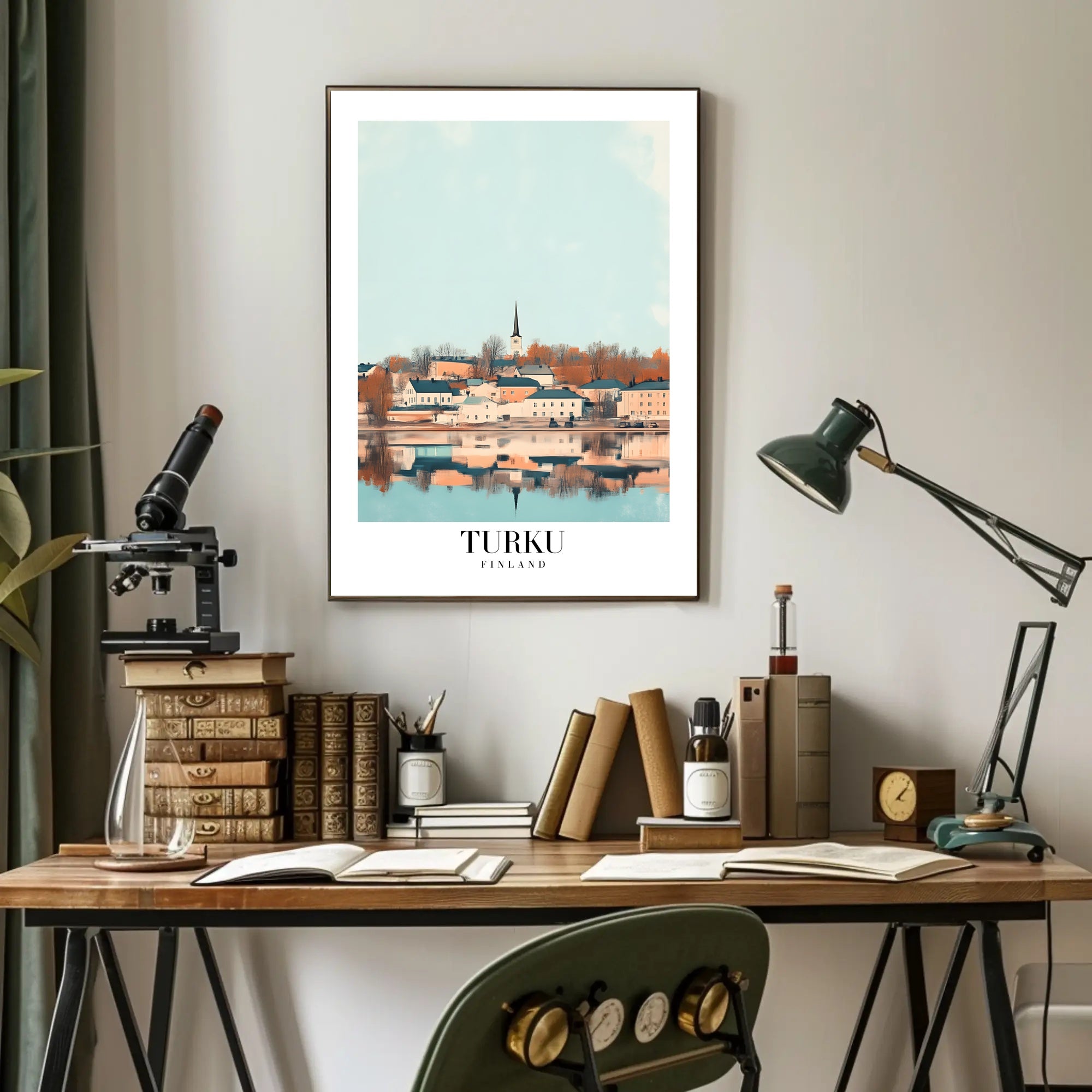 Turku Waterfront View Illustrated Travel Poster PosterGoat