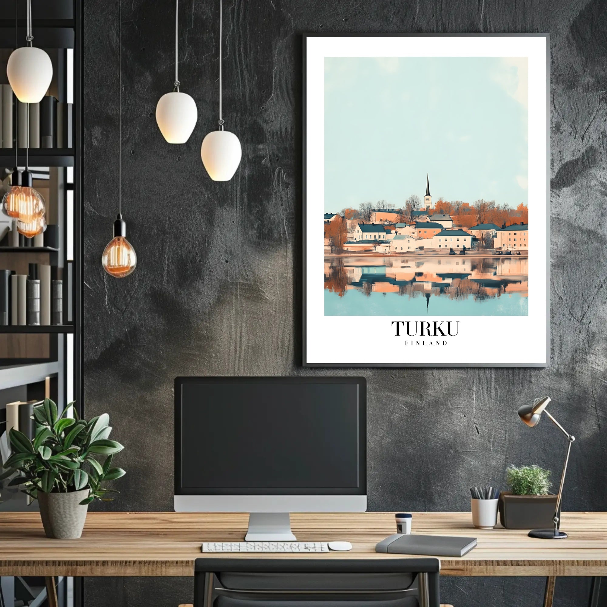 Turku Waterfront View Illustrated Travel Poster PosterGoat