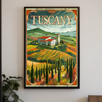 Tuscany Countryside Vintage Landscape Travel Poster PosterGoat