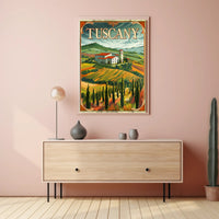 Tuscany Countryside Vintage Landscape Travel Poster PosterGoat
