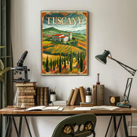 Tuscany Countryside Vintage Landscape Travel Poster PosterGoat
