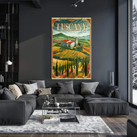 Tuscany Countryside Vintage Landscape Travel Poster PosterGoat