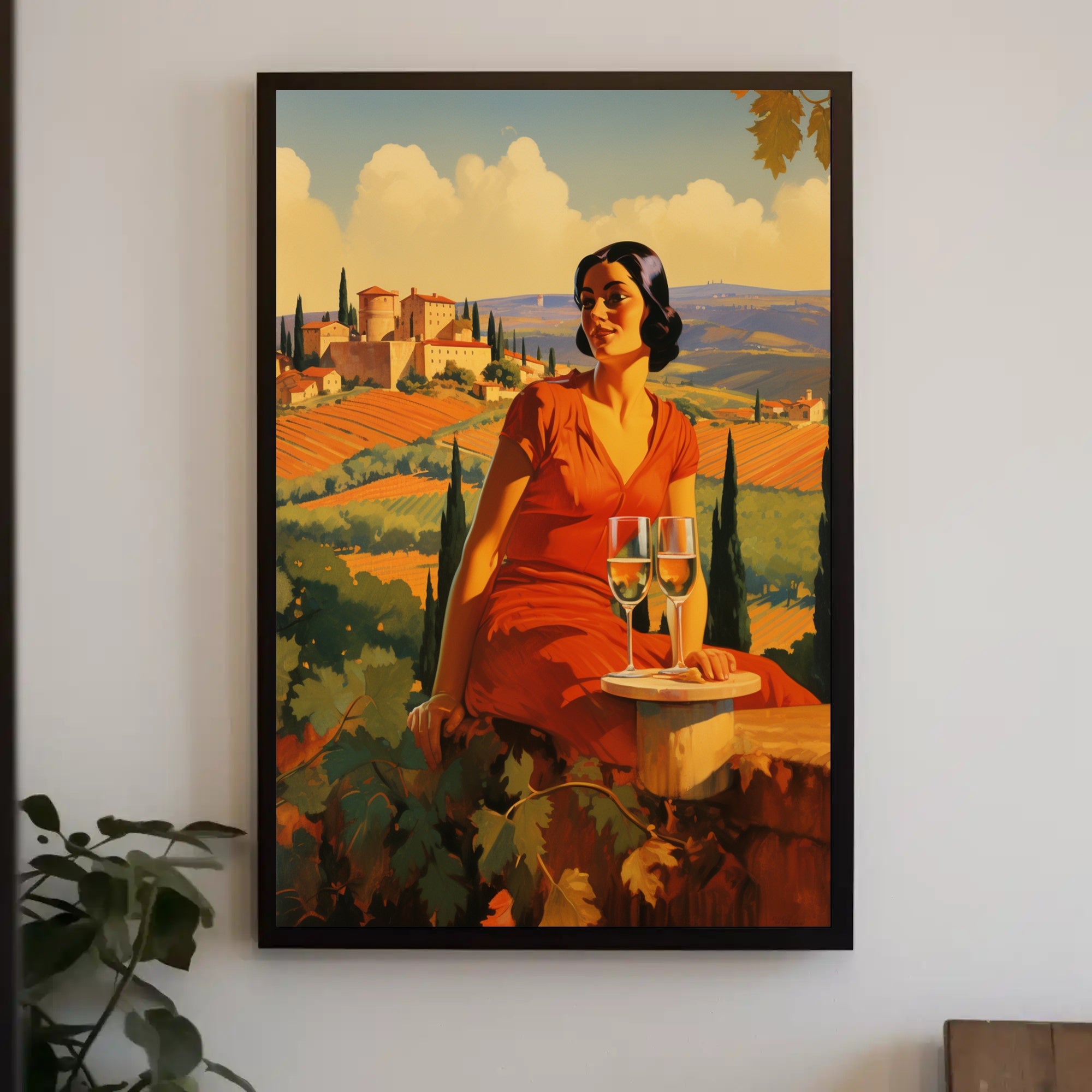 Tuscany Vineyard Romance in Travel Poster PosterGoat