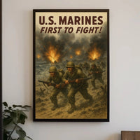 U.S. Marines Valor WWII Military Recruitment Poster PosterGoat