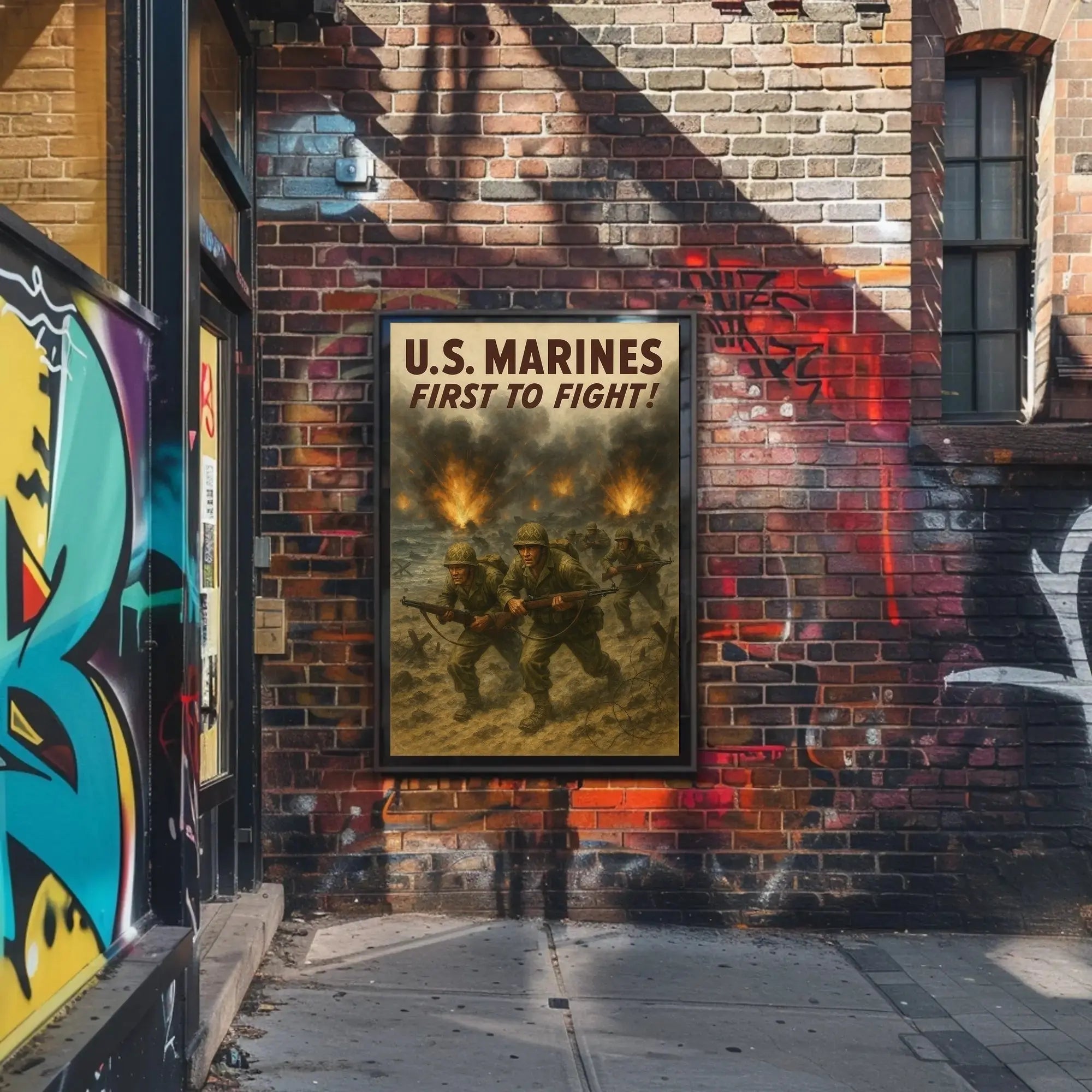 U.S. Marines Valor WWII Military Recruitment Poster PosterGoat