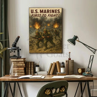 U.S. Marines Valor WWII Military Recruitment Poster PosterGoat
