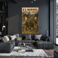 U.S. Marines Valor WWII Military Recruitment Poster PosterGoat