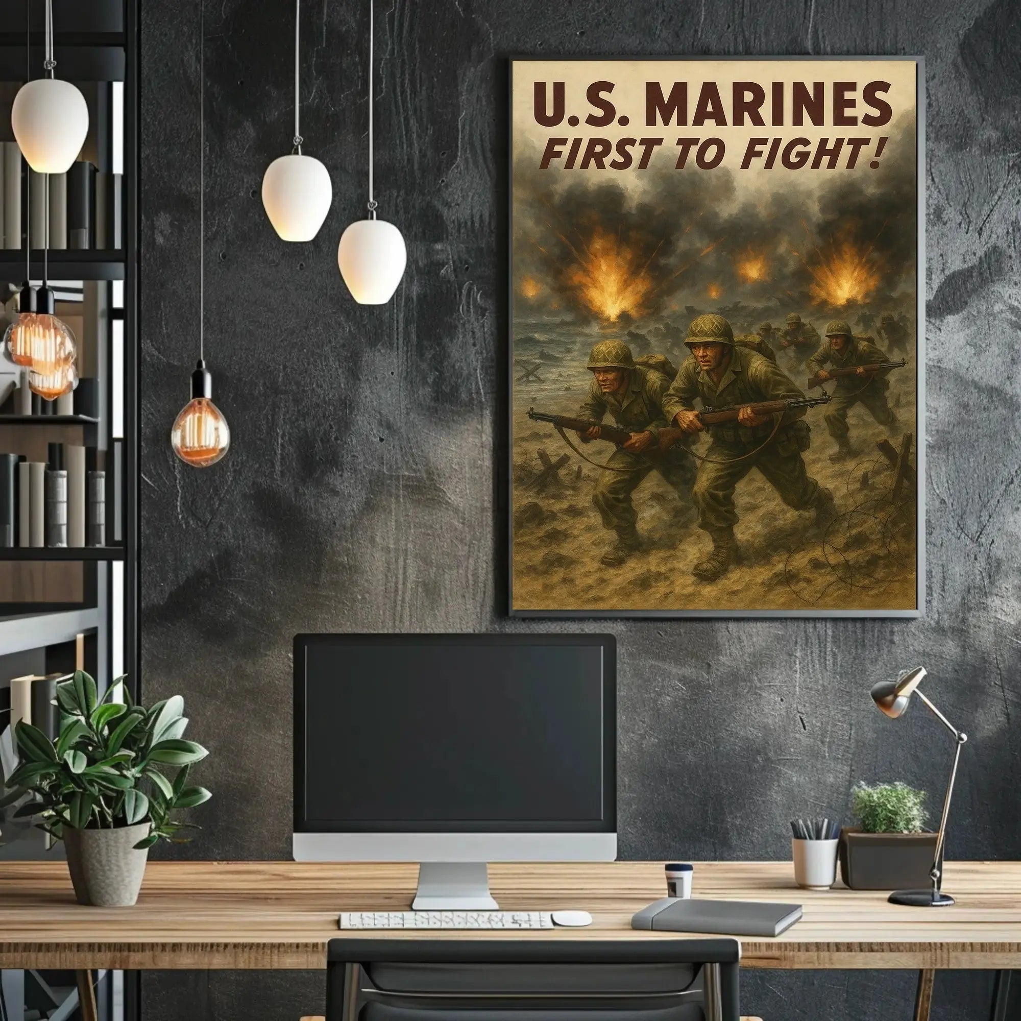 U.S. Marines Valor WWII Military Recruitment Poster PosterGoat