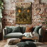U.S. Marines Valor WWII Military Recruitment Poster PosterGoat