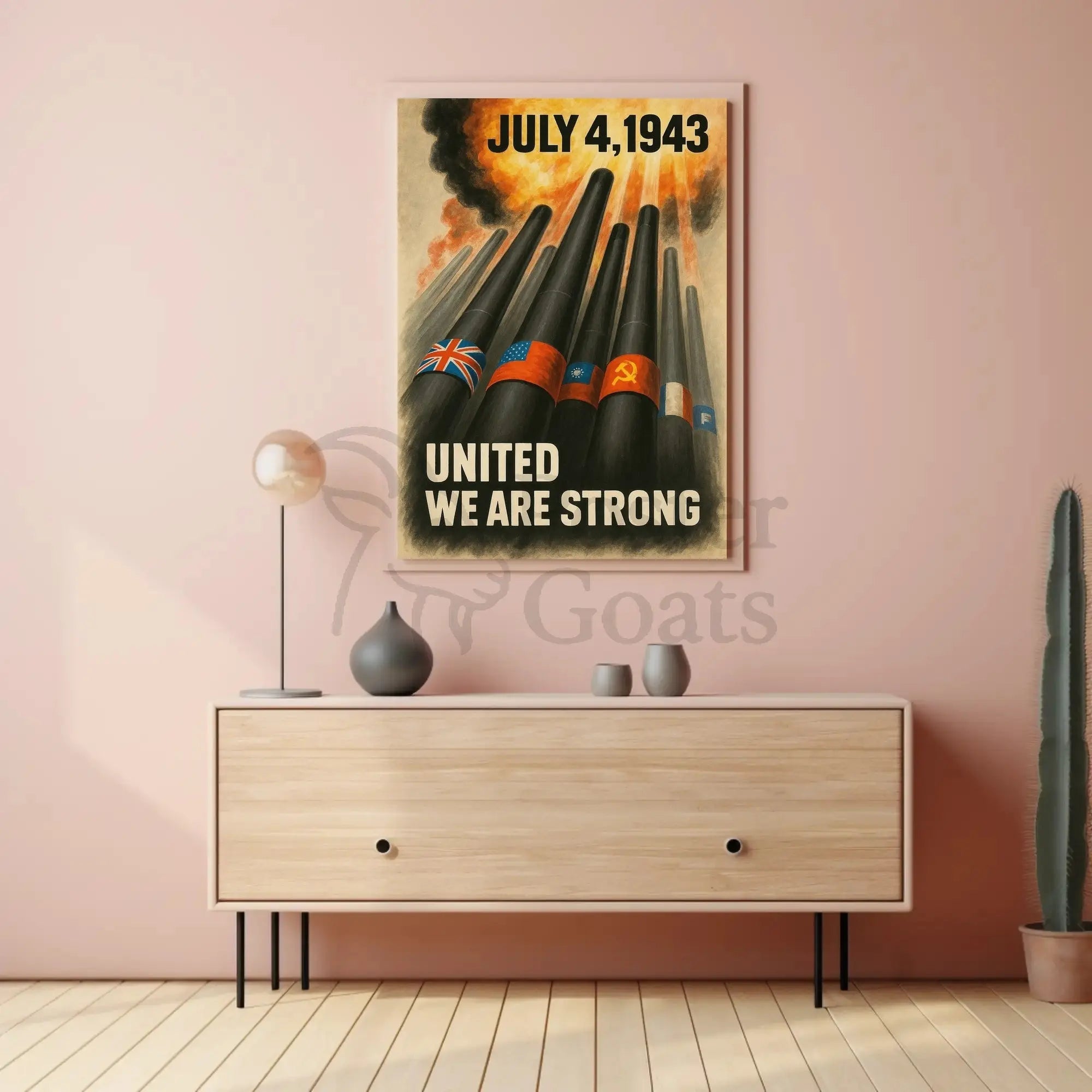 UNITED WE ARE STRONG WWII Propaganda Poster PosterGoat