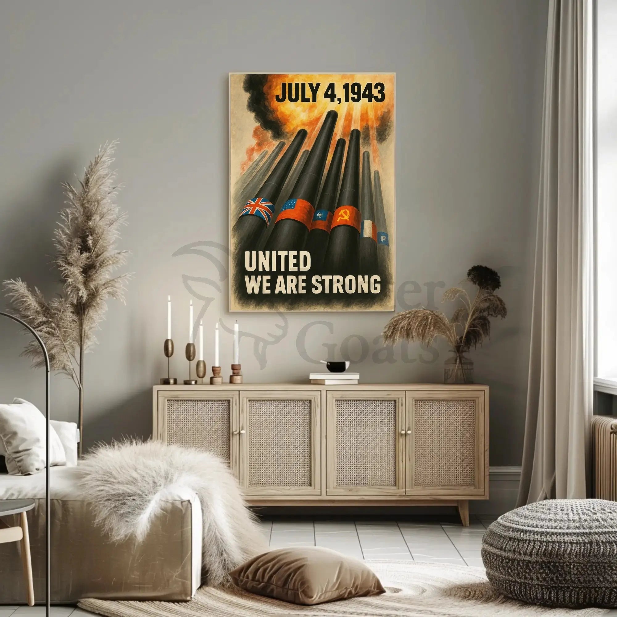 UNITED WE ARE STRONG WWII Propaganda Poster PosterGoat