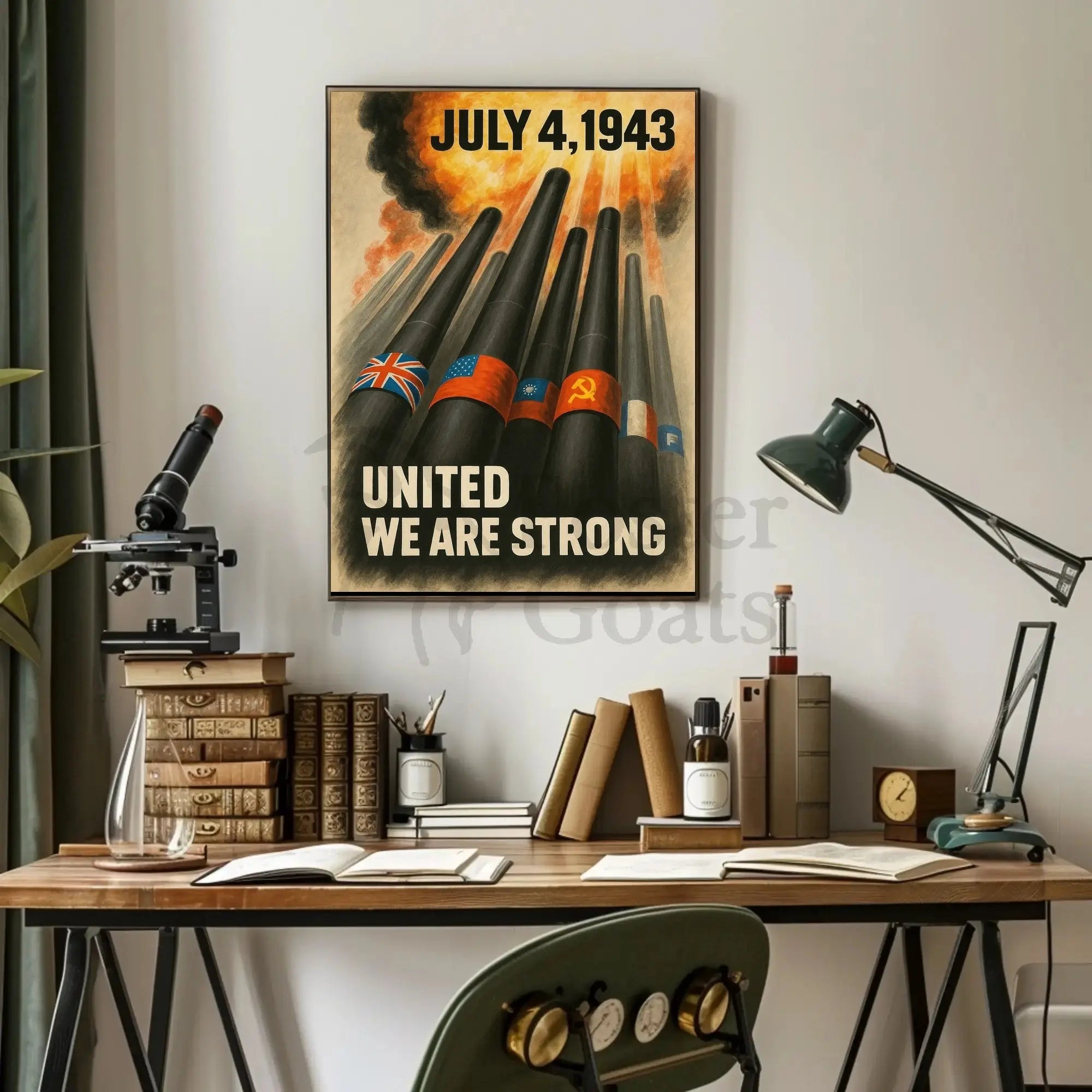UNITED WE ARE STRONG WWII Propaganda Poster PosterGoat