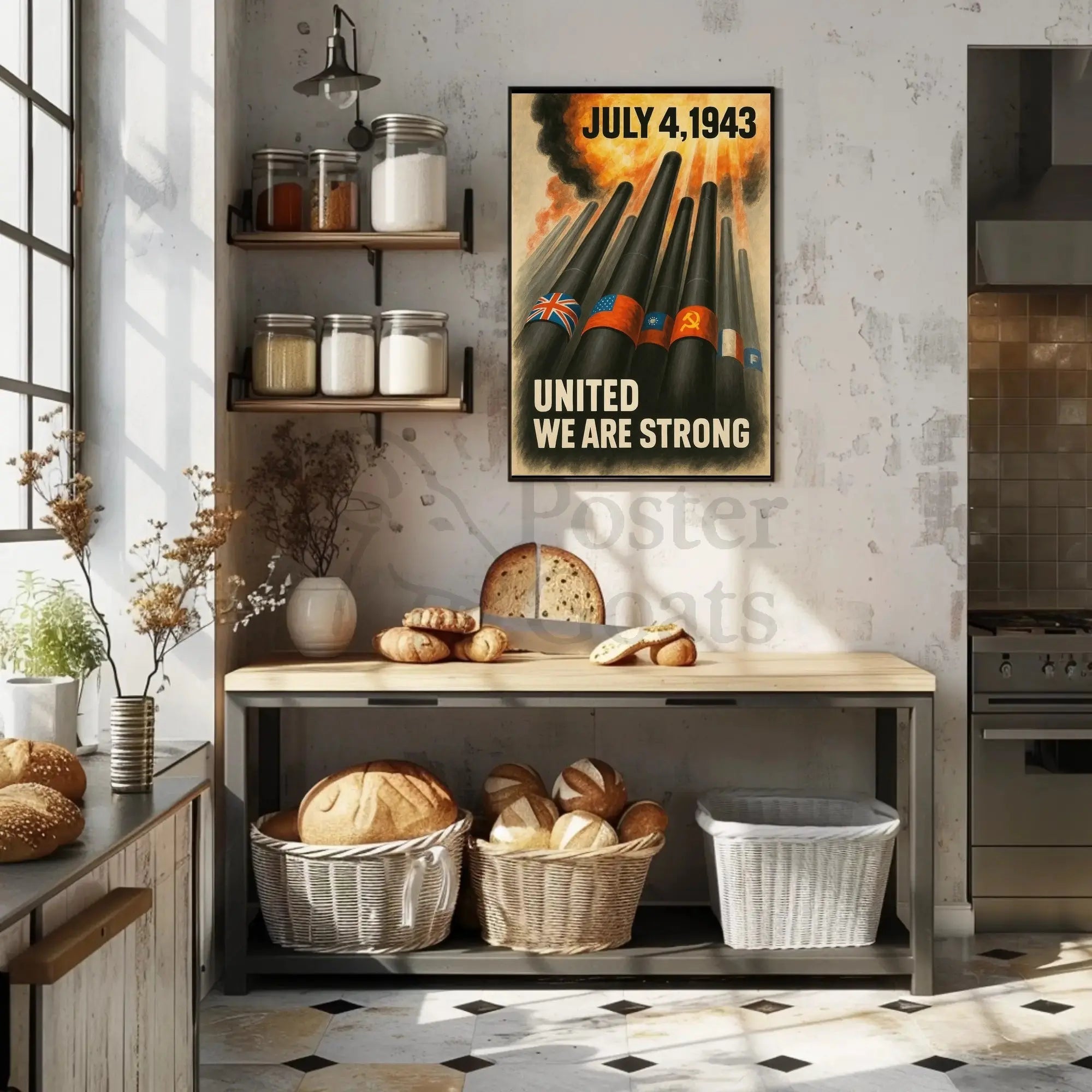 UNITED WE ARE STRONG WWII Propaganda Poster PosterGoat