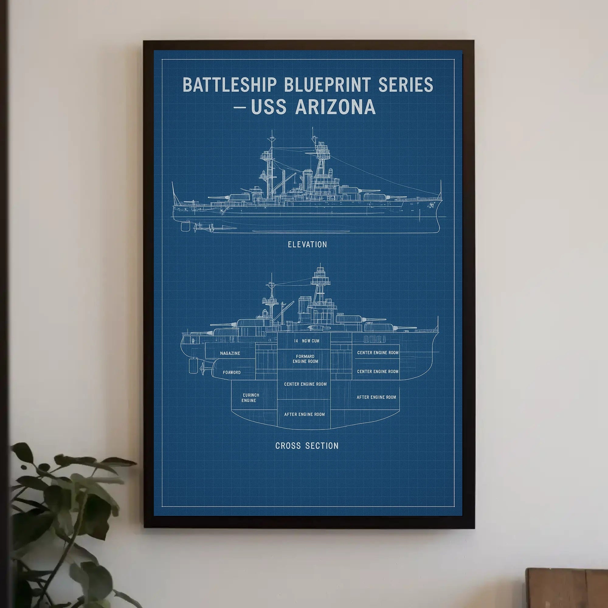 USS Arizona Blueprint Design Educational Poster PosterGoat