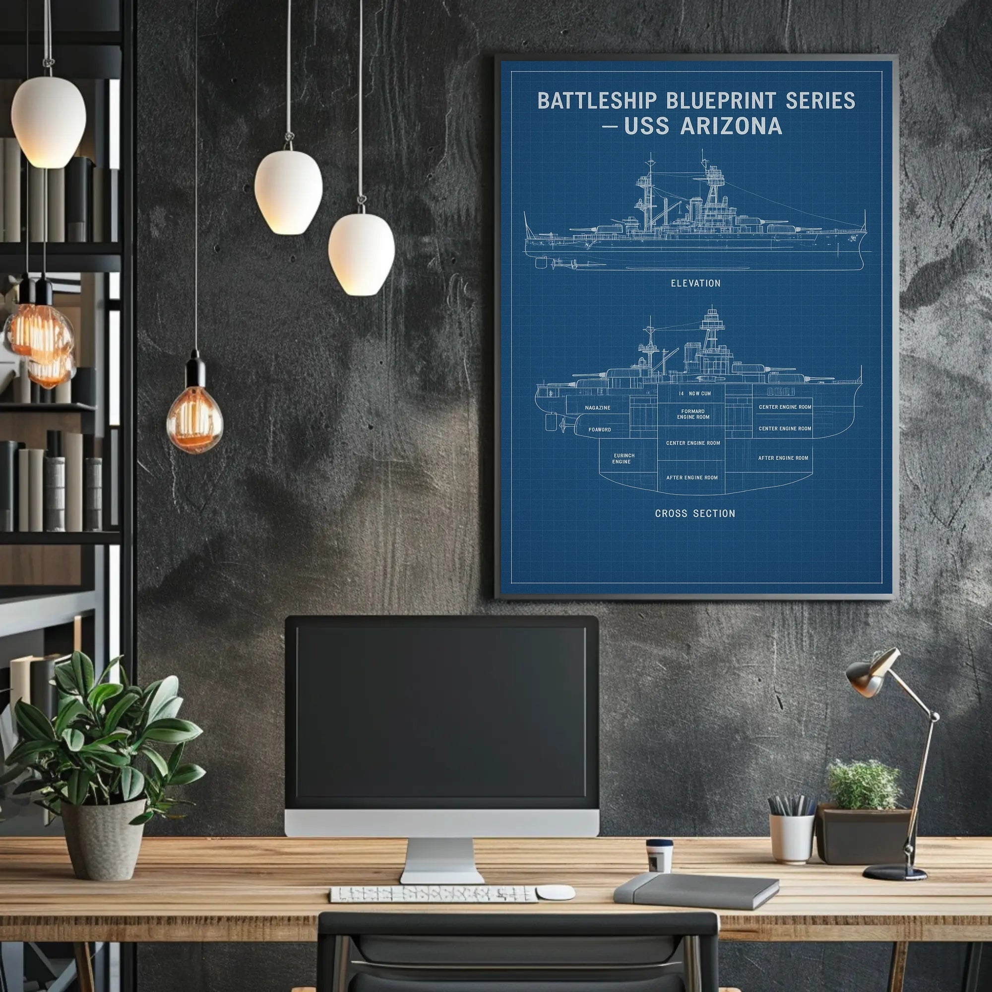 USS Arizona Blueprint Design Educational Poster PosterGoat