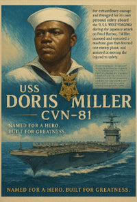 USS Doris Miller WWII Heroism Propaganda Poster PosterGoat