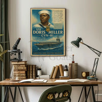 USS Doris Miller WWII Heroism Propaganda Poster PosterGoat