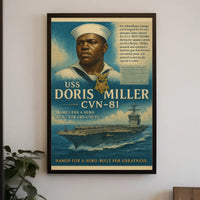 USS Doris Miller WWII Heroism Propaganda Poster PosterGoat
