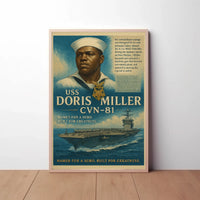 USS Doris Miller WWII Heroism Propaganda Poster PosterGoat
