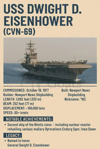 USS Dwight D. Eisenhower Nimitz-Class Aircraft Carrier Military Poster PosterGoat