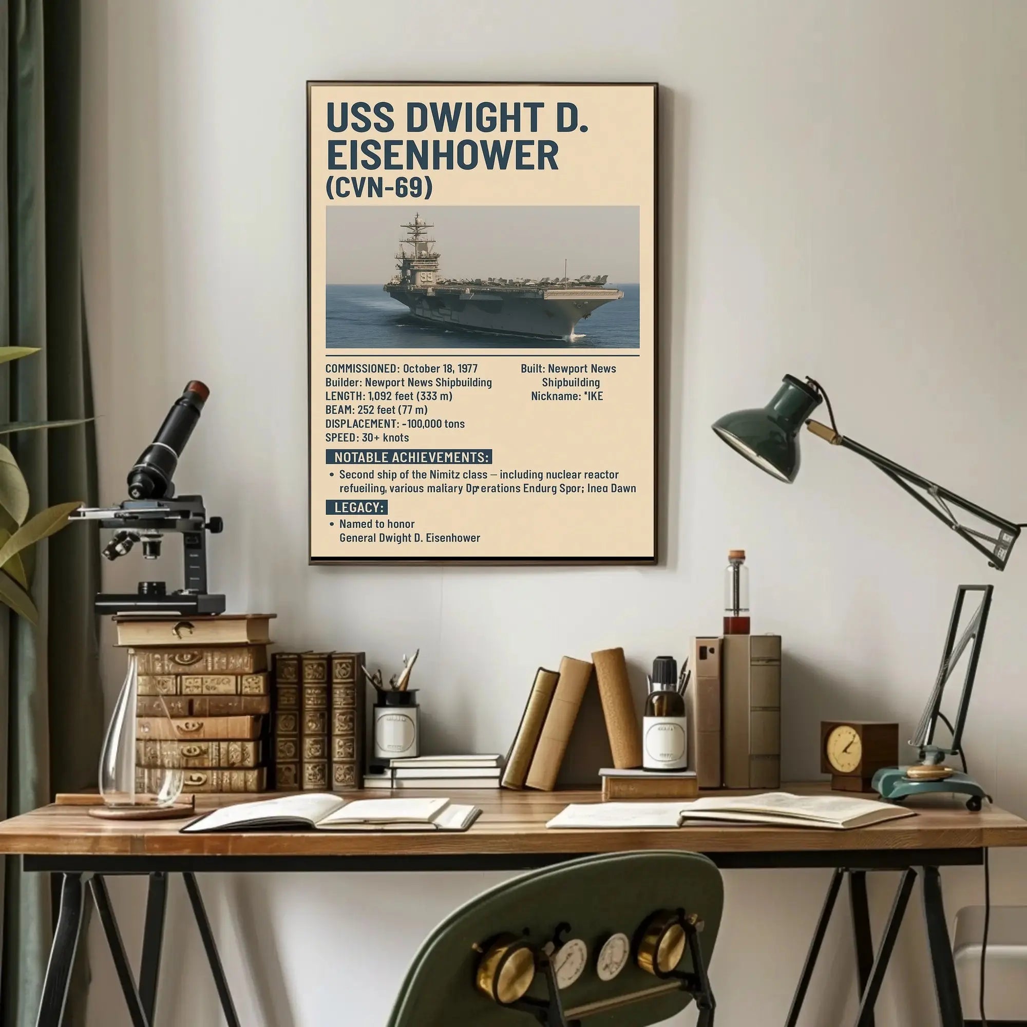 USS Dwight D. Eisenhower Nimitz-Class Aircraft Carrier Military Poster PosterGoat