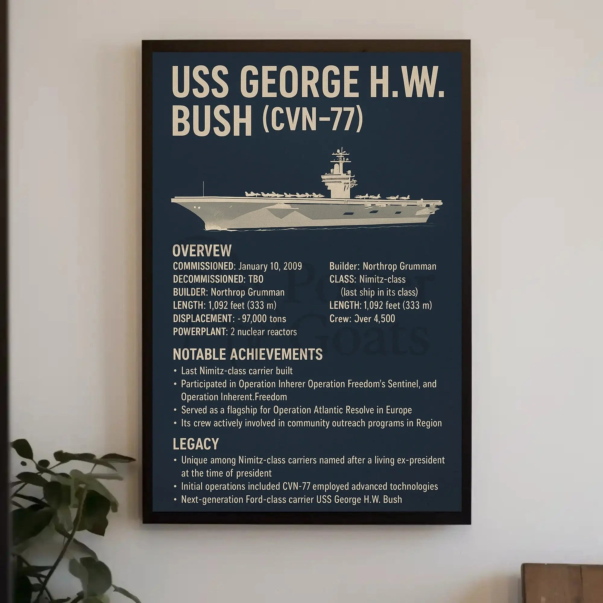 USS George H.W. Bush Commissioning Military Poster PosterGoat