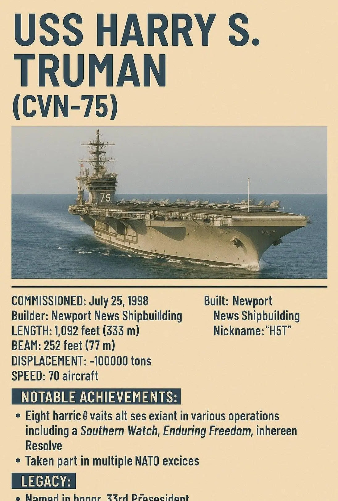 USS Harry S. Truman Military Achievements Poster PosterGoat