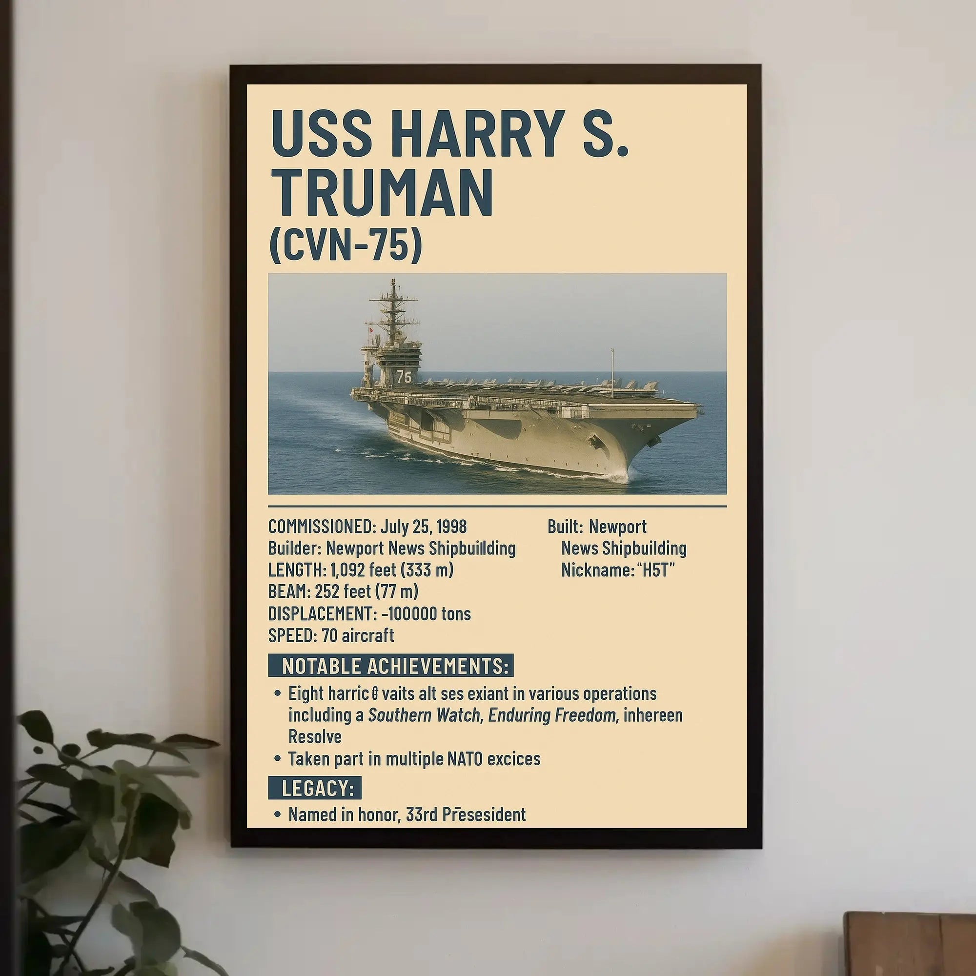 USS Harry S. Truman Military Achievements Poster PosterGoat