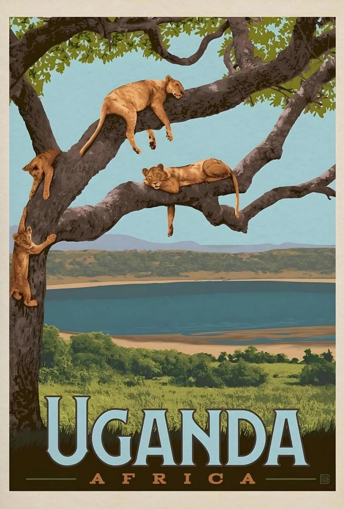 Uganda Wildlife Vintage Travel Poster PosterGoat