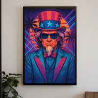 Uncle Sam Neon Tropical Futuristic Sci-Fi Poster PosterGoat