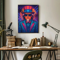 Uncle Sam Neon Tropical Futuristic Sci-Fi Poster PosterGoat