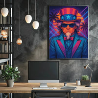 Uncle Sam Neon Tropical Futuristic Sci-Fi Poster PosterGoat