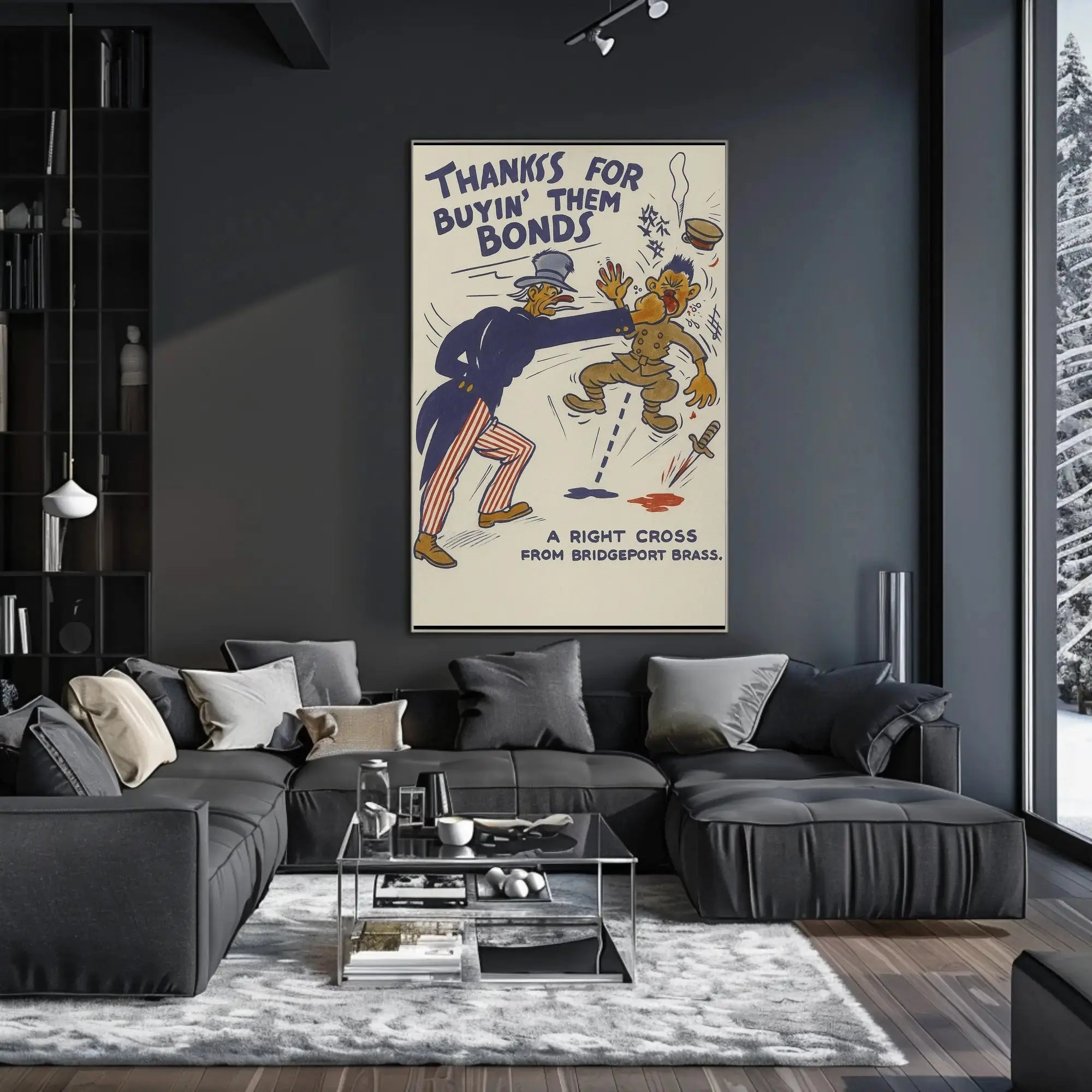 Uncle Sam Punches Enemy in WWII Propaganda Poster PosterGoat