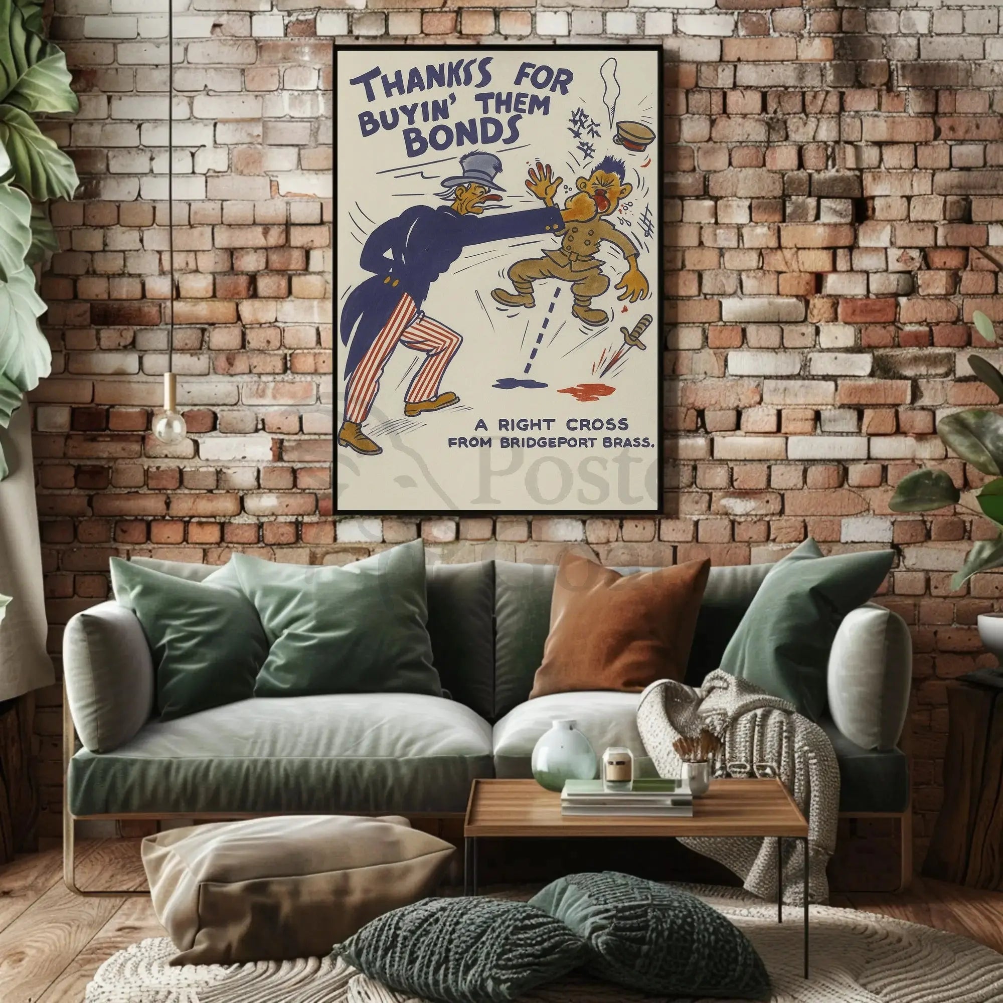 Uncle Sam Punches Enemy in WWII Propaganda Poster PosterGoat