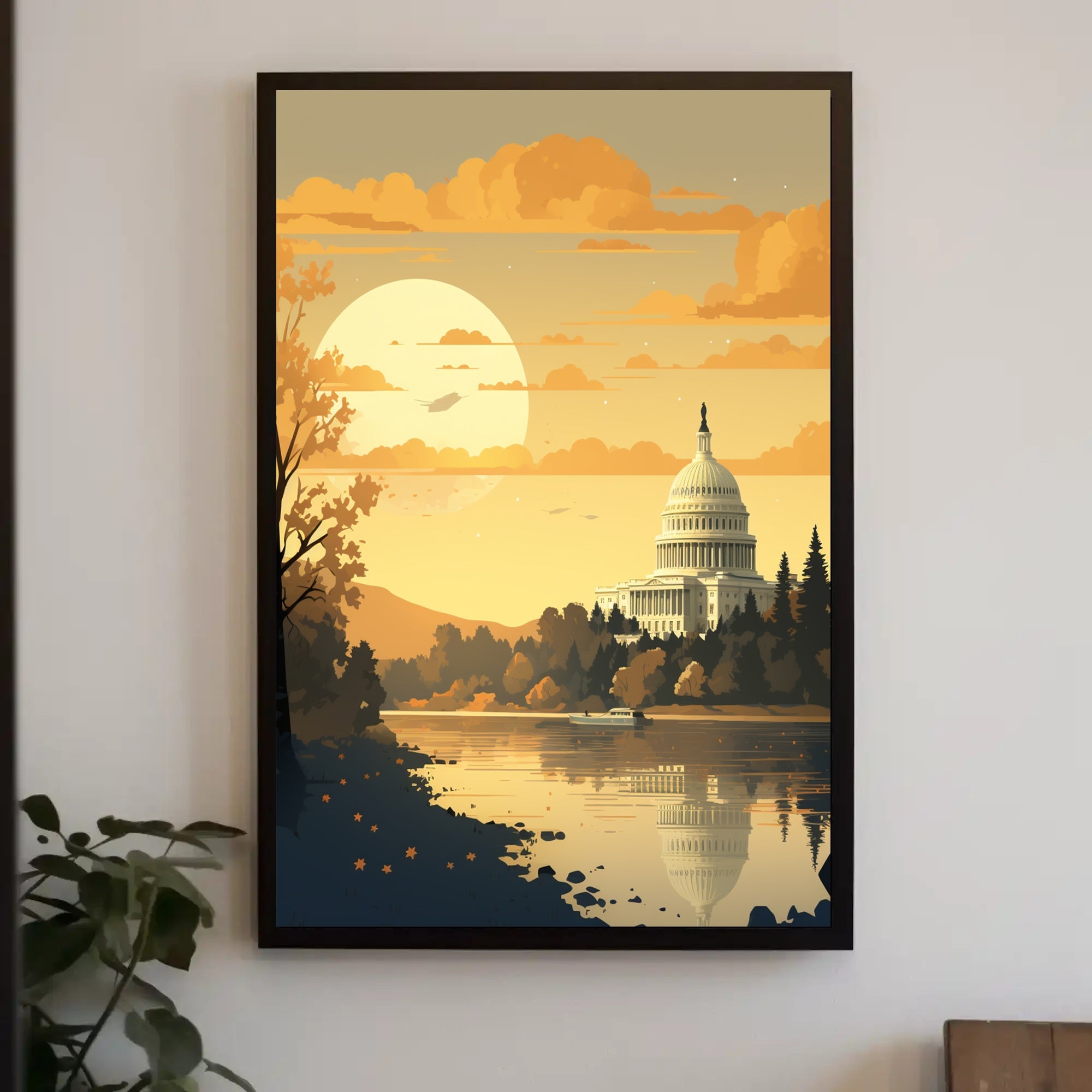 United States Capitol at Sunset Artistic Poster PosterGoat