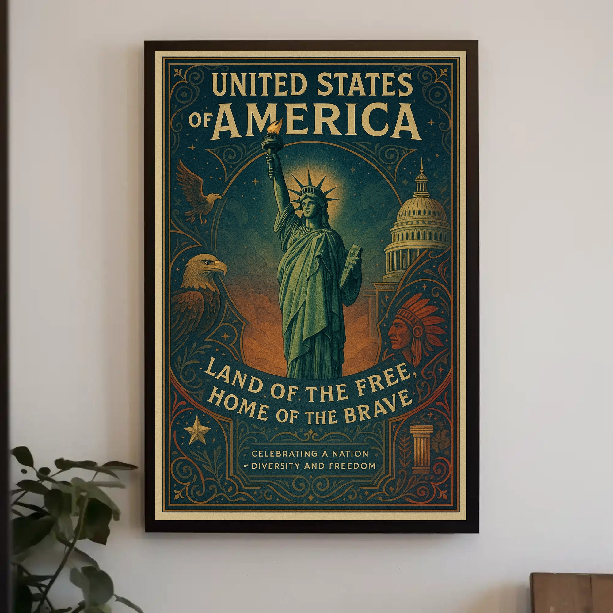 United States Of America Land Of The Poster PosterGoat