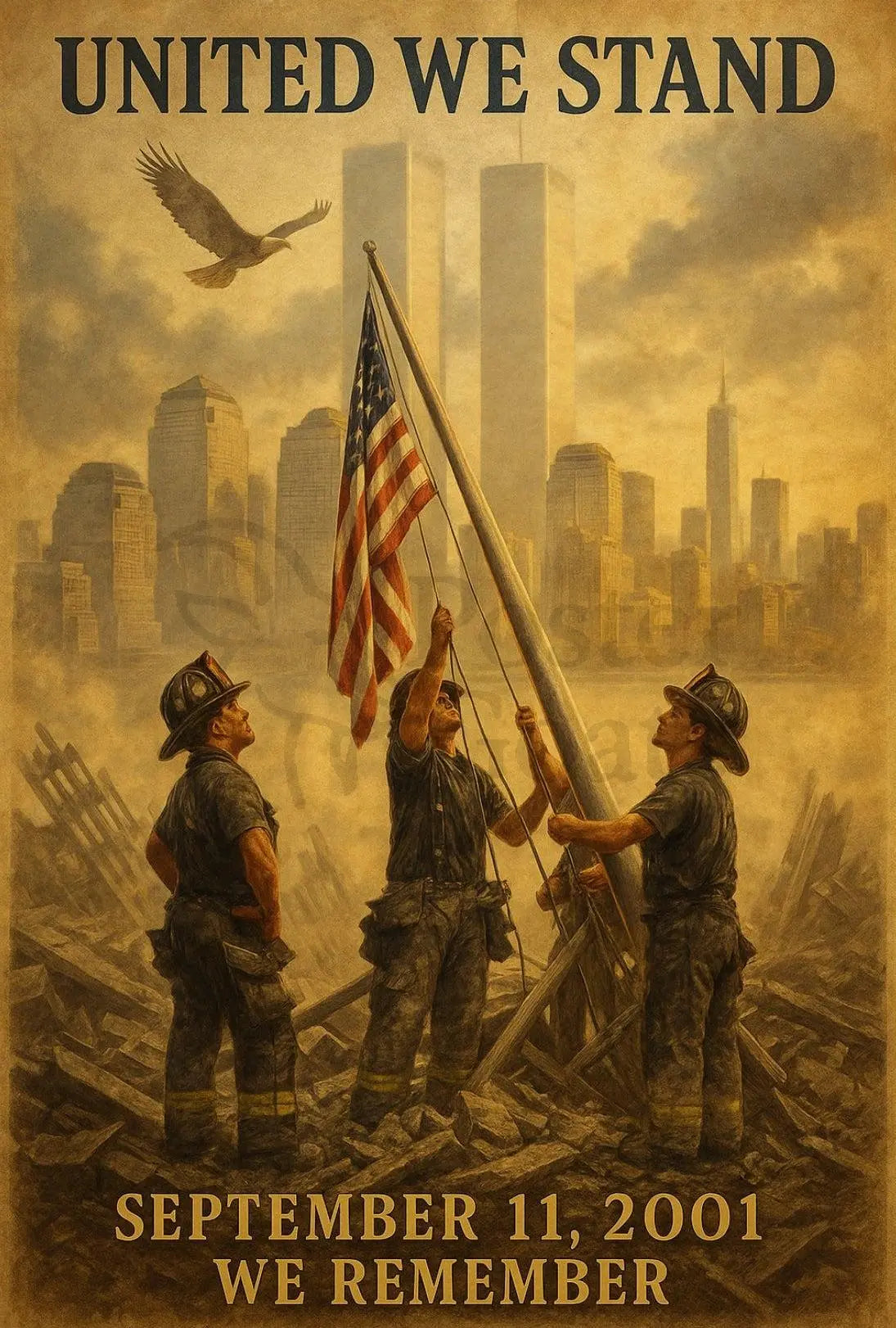 United We Stand Heroic Remembrance Historical Poster PosterGoat